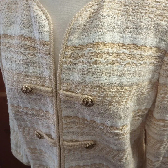 St. John Wool Blend Tweed Blazer New Sz 12 K61S0C1 Butterscotch Speckled $1695 - Picture 3 of 16